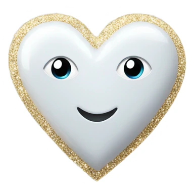 White glitter heart gem sticker