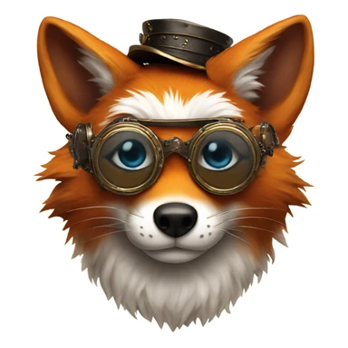 fox with glasses steampunk sticker