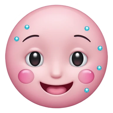 cute soft pink emoji, winking face, sparkles, soft pastel look sticker