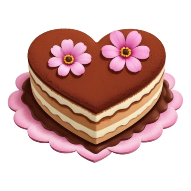 Heart Shaped Tiramisu With Pink Flower sticker