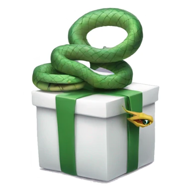 A sinisterly wrapped gift with a snake coiling around it, representing dangerous rewards
 sticker