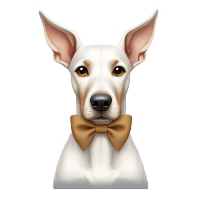 white doberman with tan bow sticker
