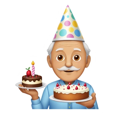 Old man having birthday sticker