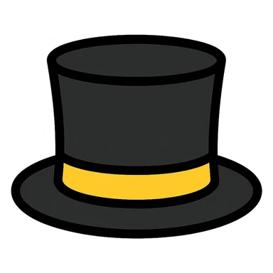 black top hat with gray ribbon icon sticker
