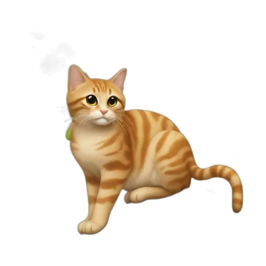 Kat die uit een boom springt en dan op zijn bek valt sticker