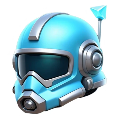 Clash of Clans aesthetic: Cinematic Playful 3D Isometric Space Helmet Emoji, rendered in a 3D vector-style similar to standard emojis with minimal shading and bold, simplified shapes. A compact, distinct form with signature details, softly glowing with a futuristic sci-fi warfare charm. Simplified yet unmistakably iconic, highly detailed and consistent, glowing with a soft radiance and high shine. Stylized with a touch of high-tech brilliance and a soft glowing outline, capturing the essence of a beloved gaming relic with a friendly, playful manner! sticker