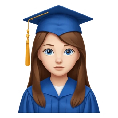 high school graduation with a pretty female high school student with long brown hair, blue eyes sticker