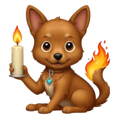 dog holding a lit aromatic candle in hand sticker