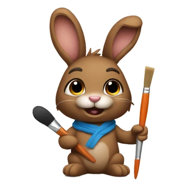 Brown bunny with a paintbrush  sticker