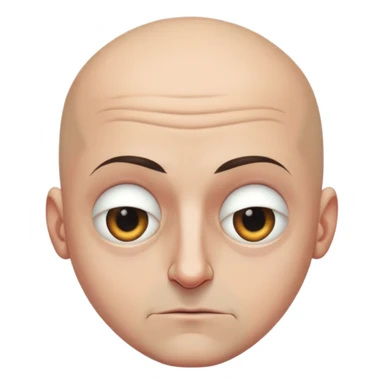 Steven Miller, bald, grim expression, narrow face, bottom lip sticking out, eyelids lower on outer sides sticker