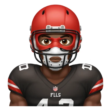 American black football player with a mask which have small holes like a goalkeeper mask sticker