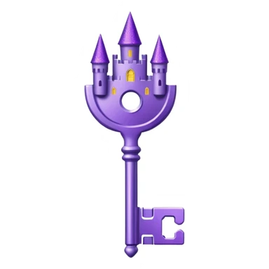 glitter purple key of castle sticker