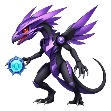 Shiny Dark Evil Nebula Futuristic Fakemon-Pokemon-Digimon-Spectrobes-Raptor-fusion, full body sticker