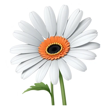 single Gerbera Daisy White, straight stem sticker