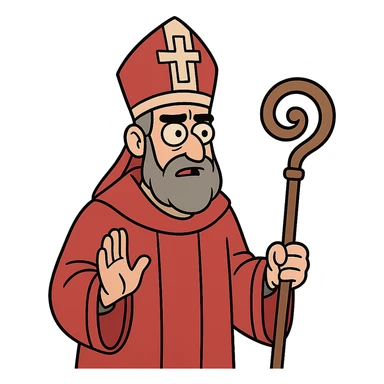 flat toon style bishop dressed in red sticker