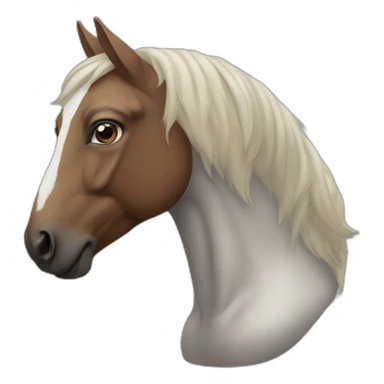 human upper body with horse head sticker