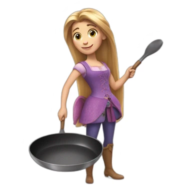 Rapunzel with frying pan sticker