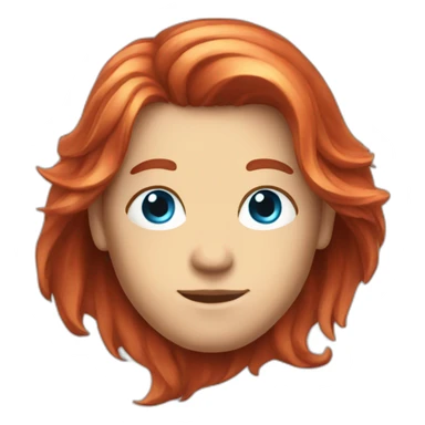 Shiny red long hair bkue eyes sticker