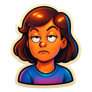 girl rolling her eyes, sticker style, exaggerated eye roll sticker
