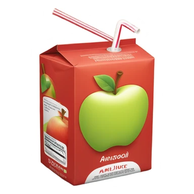 apple juice carton with a straw sticker