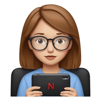 una ragazza con capelli castano chiaro con occhiali guarda netflix sticker