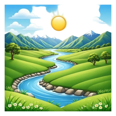 new zealand summer valley with a river and sunshine sticker