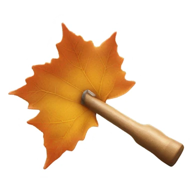 Leaf sticking out tongue with hammer sticker