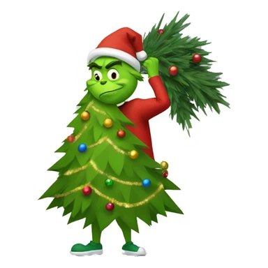 Grinch stealing Christmas tree sticker