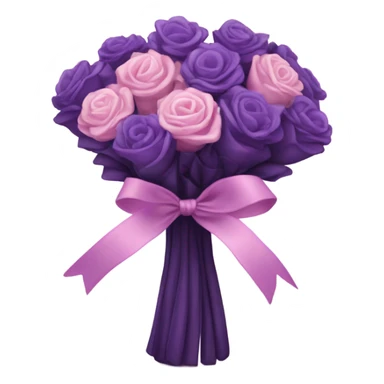 a beautiful aesthetic bouquet of dark purple and light pink lavender tied with a silk purple ribbon and next to it a pink decorative candle  sticker