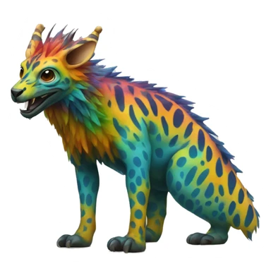 a colorful edgy vernid-fionbri-animal-creature with splash patterns full body sticker