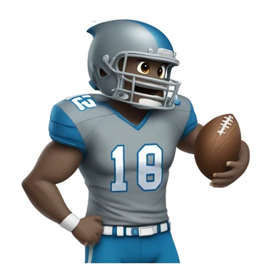 grey shark wearing blue football jersey, flexing sticker