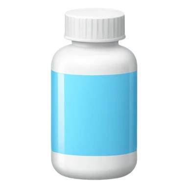 white and light blue pill bottle sticker