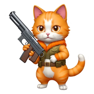 cat holding a gun sticker
