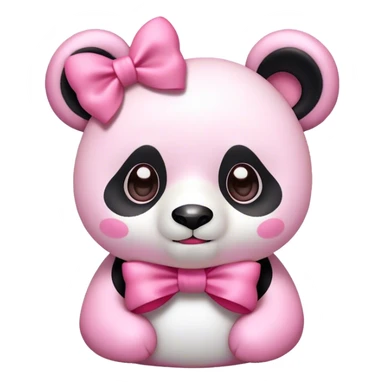 Pink Panda wearing a pink bow sticker