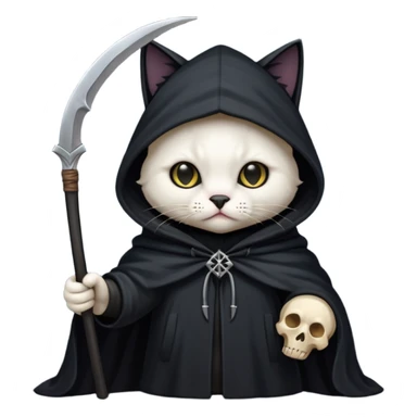 Grim reaper cat sticker
