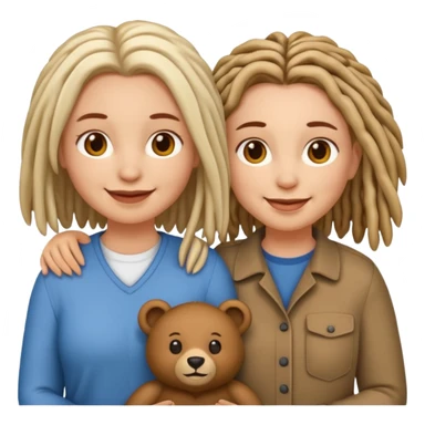 Couple emoji white with bears, medium complexion female with mid length loca sticker