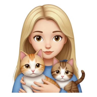 Half blonde- half light brunette haired, white skined, pretty girl with her cat  sticker