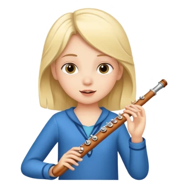 girl kid plays flute sticker