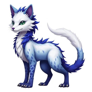 Kawaii dark edgy fantasy ethereal feline-vernid-sergal-fursona animal creature with a tufted tail full body with intricate markings  sticker