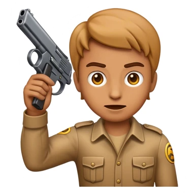 emoji holding a gun pointing at its head sticker
