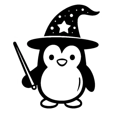 penguin wizard with magic wand and wizard hat sticker