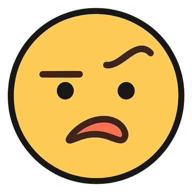 confused and annoyed face, color outline icon style, with one eyebrow raised sticker