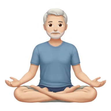gray haired 50-year old white man peacefully meditating, legs crossed, hands in his lap, serene, calm, mindfulness, manifesting sticker