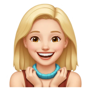 girl laughing with hands around neck smiling  sticker