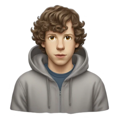 Jesse Eisenberg grey hoodie brown hair sticker