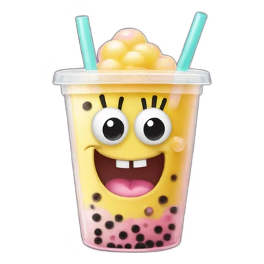 spongebob as bubble tea sticker