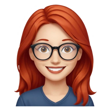 happy young woman with long red hair and glasses sticker