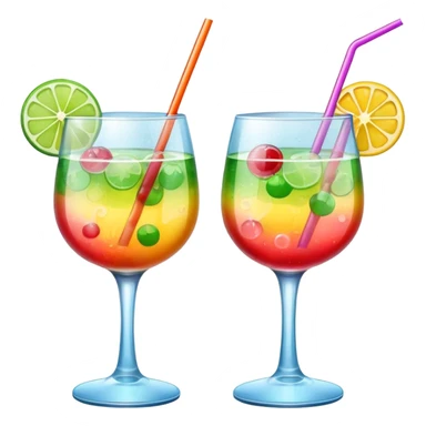 two realistic glasses of cocktail in emoji style sticker