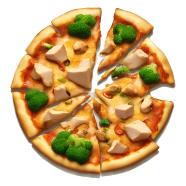 Pizza with chicken teriyaki toppings and Brokkoli  sticker