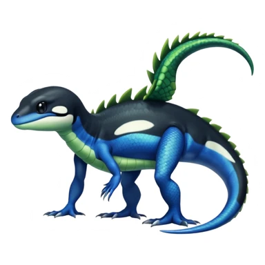 Orca-dragon-reptile-reptilian-lizard-skink-gecko-Digimon-Fakémon-hybrid full body, two legs, arms, tail sticker